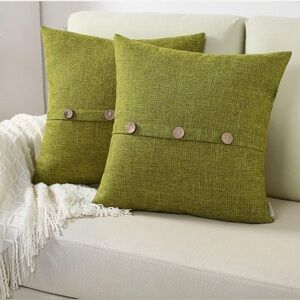 Linen Euro Sham Boho Farmhouse Throw Pillow Covers Vintage Buttons